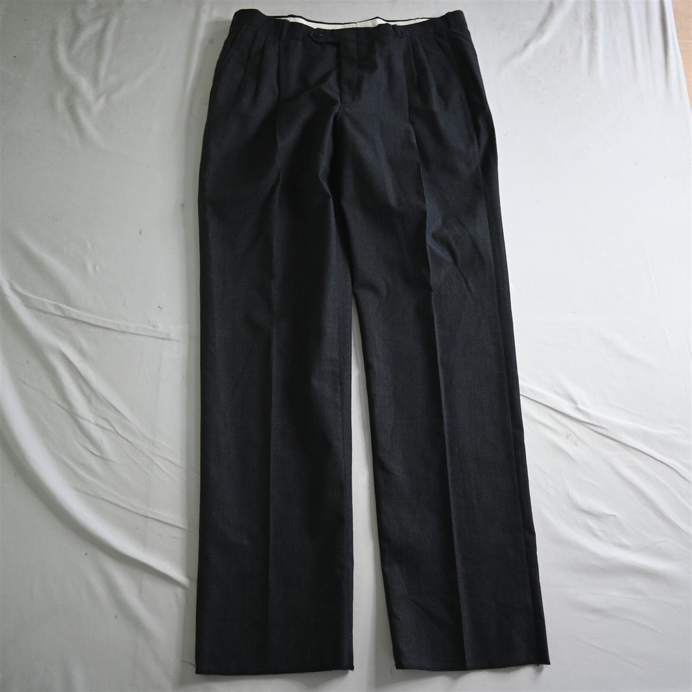 NEW Bespoke Mens 38 Gray Glenn Check Wool Pleated Dress Pants